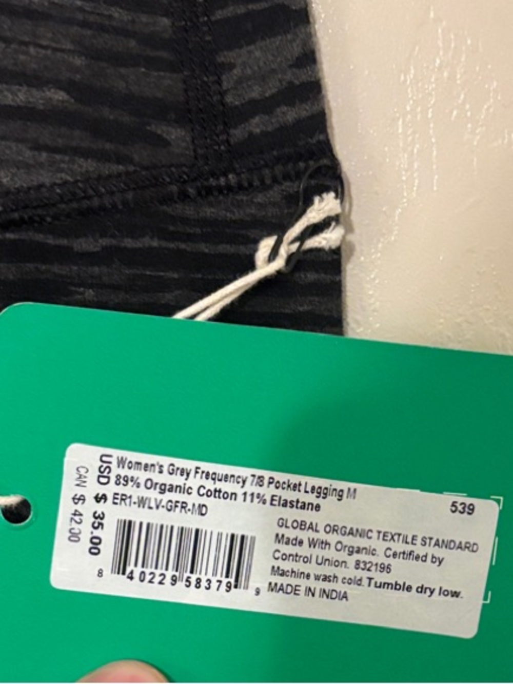 Pact Organic 7/8 Pocket Charcoal Black Heathered Leggings - Picture 2 of 5